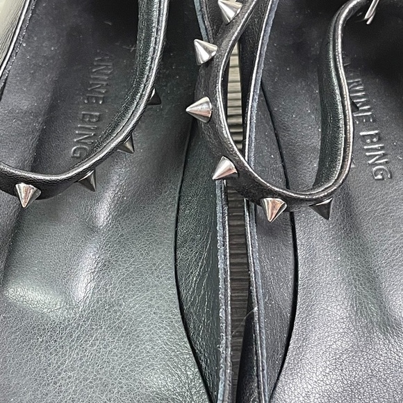 ANINE BING Spiked Ankle Wrap Point Toe Ballet Flat - Witchy Goth - Picture 3 of 8